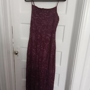 Fashion Bug Burgundy Sparkle Maxi Slip Dress